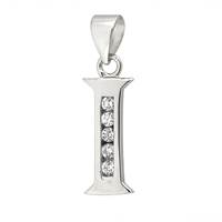 Rhodium Silver Cubic Zirconia Charm Letter I 12mm