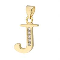 Vermeil Gold Cubic Zirconia Letter J 12mm Charm