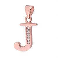 Rose Gold Vermeil Cubic Zirconia Charm Letter J 12mm