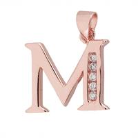 Rose Gold Vermeil Cubic Zirconia Charm Letter M 12mm