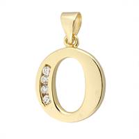 Vermeil Gold Cubic Zirconia Letter O 12mm Charm