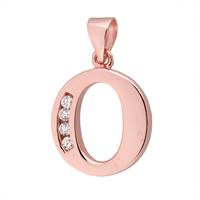 Rose Gold Vermeil Cubic Zirconia Charm Letter O 12mm