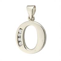 Rhodium Silver Cubic Zirconia Charm Letter O 12mm