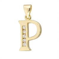 Vermeil Gold Cubic Zirconia Letter P 12mm Charm