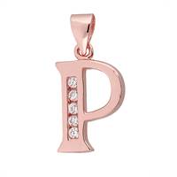 Rose Gold Vermeil Cubic Zirconia Charm Letter P 12mm