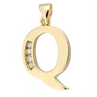 Vermeil Gold Cubic Zirconia Letter Q 12mm Charm