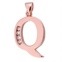 Rose Gold Vermeil Cubic Zirconia Charm Letter Q 12mm