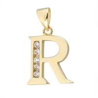 Vermeil Gold Cubic Zirconia Letter R 12mm Charm