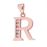 Rose Gold Vermeil Cubic Zirconia Charm Letter R 12mm