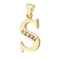 Vermeil Gold Cubic Zirconia Letter S 12mm Charm