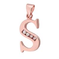 Rose Gold Vermeil Cubic Zirconia Charm Letter S 12mm