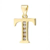 Vermeil Gold Cubic Zirconia Letter T 12mm Charm