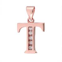 Rose Gold Vermeil Cubic Zirconia Charm Letter T 12mm