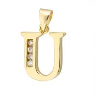 Vermeil Gold Cubic Zirconia Letter U 12mm Charm