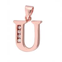 Rose Gold Vermeil Cubic Zirconia Charm Letter U 12mm