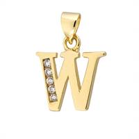 Vermeil Gold Cubic Zirconia Letter W 12mm Charm