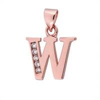 Rose Gold Vermeil Cubic Zirconia Charm Letter W 12mm