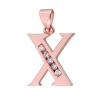 Rose Gold Vermeil Cubic Zirconia Charm Letter X 12mm