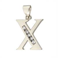 Rhodium Silver Cubic Zirconia Charm Letter X 12mm