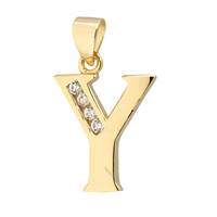 Vermeil Gold Cubic Zirconia Letter Y 12mm Charm