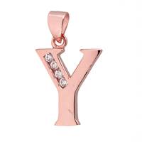 Rose Gold Vermeil Cubic Zirconia Charm Letter Y 12mm