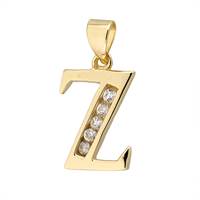 Vermeil Gold Cubic Zirconia Letter Z 12mm Charm