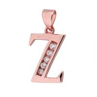 Rose Gold Vermeil Cubic Zirconia Charm Letter Z 12mm