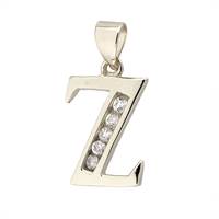 Rhodium Silver Cubic Zirconia Charm Letter Z 12mm