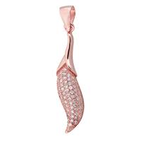 Rose Gold Vermeil Cubic Zirconia Leaf 28mm Charm