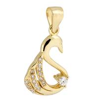 Vermeil Gold Cubic Zirconia Swan 18mm Charm