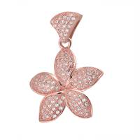 Rose Gold Vermeil Cubic Zirconia Flower 20mm Charm