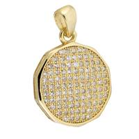 Vermeil Gold Cubic Zirconia Disc 17mm Charm