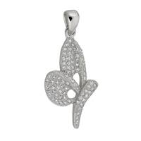 Rhodium Silver Cubic Zirconia Butterfly 27mm Charm