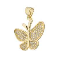 Vermeil Gold Cubic Zirconia Butterly 21mm Charm