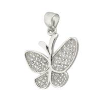 Rhodium Silver Cubic Zirconia Butterfly 21mm Charm