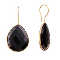 Black Onyx Quartz Pear Drop Earring