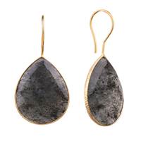 Black Rutilated Quartz Pear Drop Earring