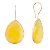 Yellow Onyx Quartz Pear Drop Earring