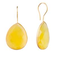 Yellow Onyx Quartz Pear Drop Earring