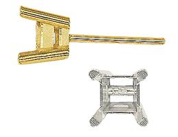 4 Prong Flat Gallery Square Earring