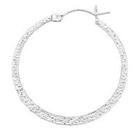 Sterling Silver 35mm Hoop Hammered Earring