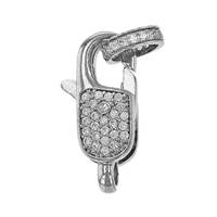 Rhodium Sterling Silver Cubic Zirconia Lobster Clasp