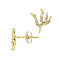 Cubic Zirconia Vermeil Stud Flame Earring