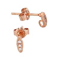 Rose Gold Vermeil  Cubic Zirconia 7x2mm Marquise  Stud Earring