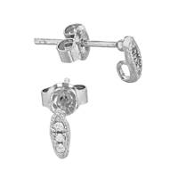 Rhodium Sterling Silver Cubic Zirconia Marquise Stud Earring