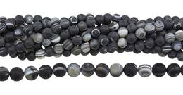 Black Agate Bead Ball Shape Frosted Gemstone