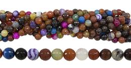 Fire Agate Bead Ball Shape Faceted Gemstone