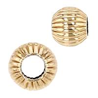 14K Corrugated Round Beads