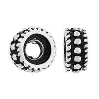 Oxidized Sterling Silver Roundel Dotted Pattern 7.1mm Bead