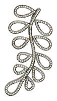 Rhodium Silver Diamond Leaf Pendant 66mm